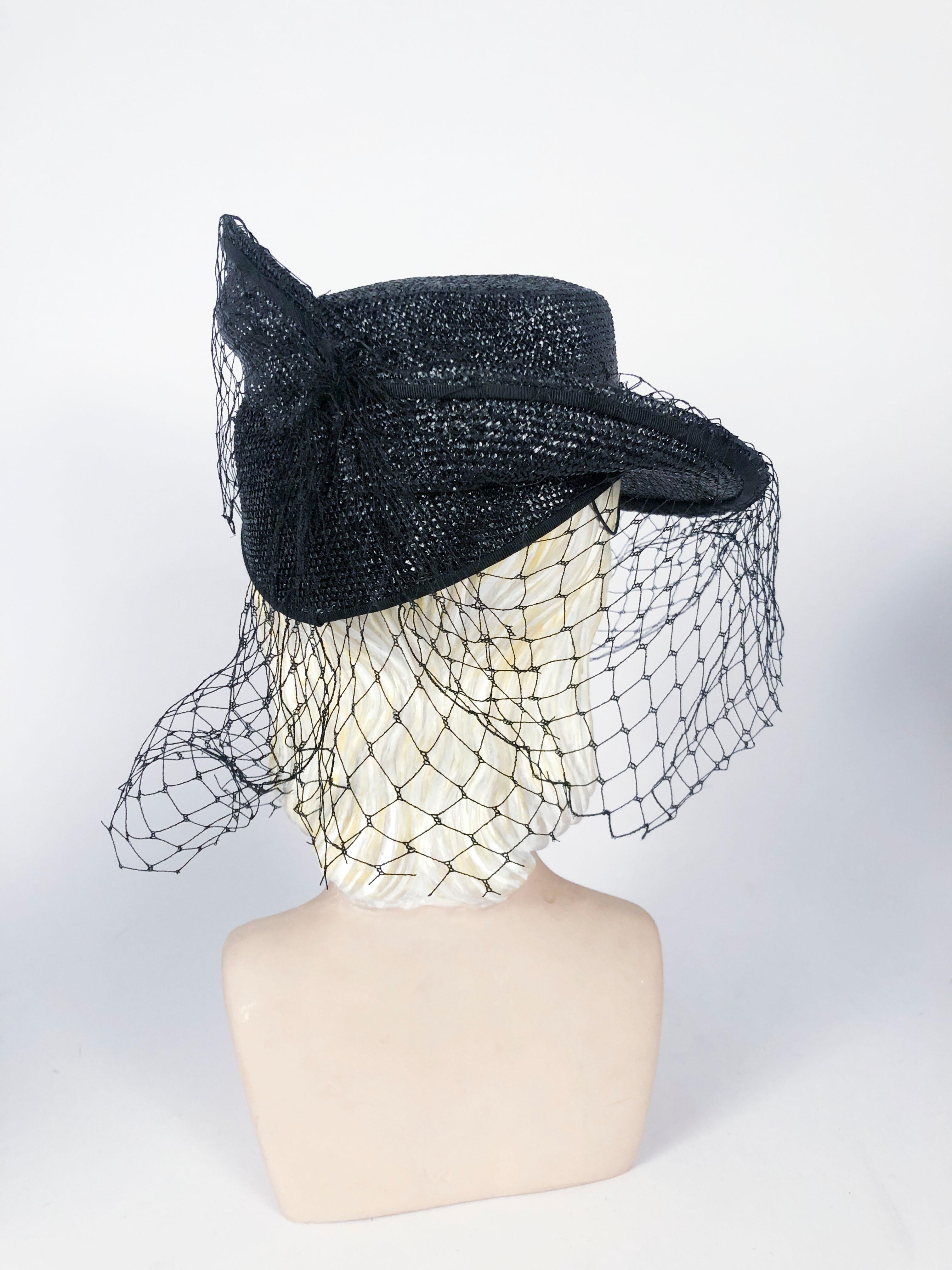 straw hat with veil
