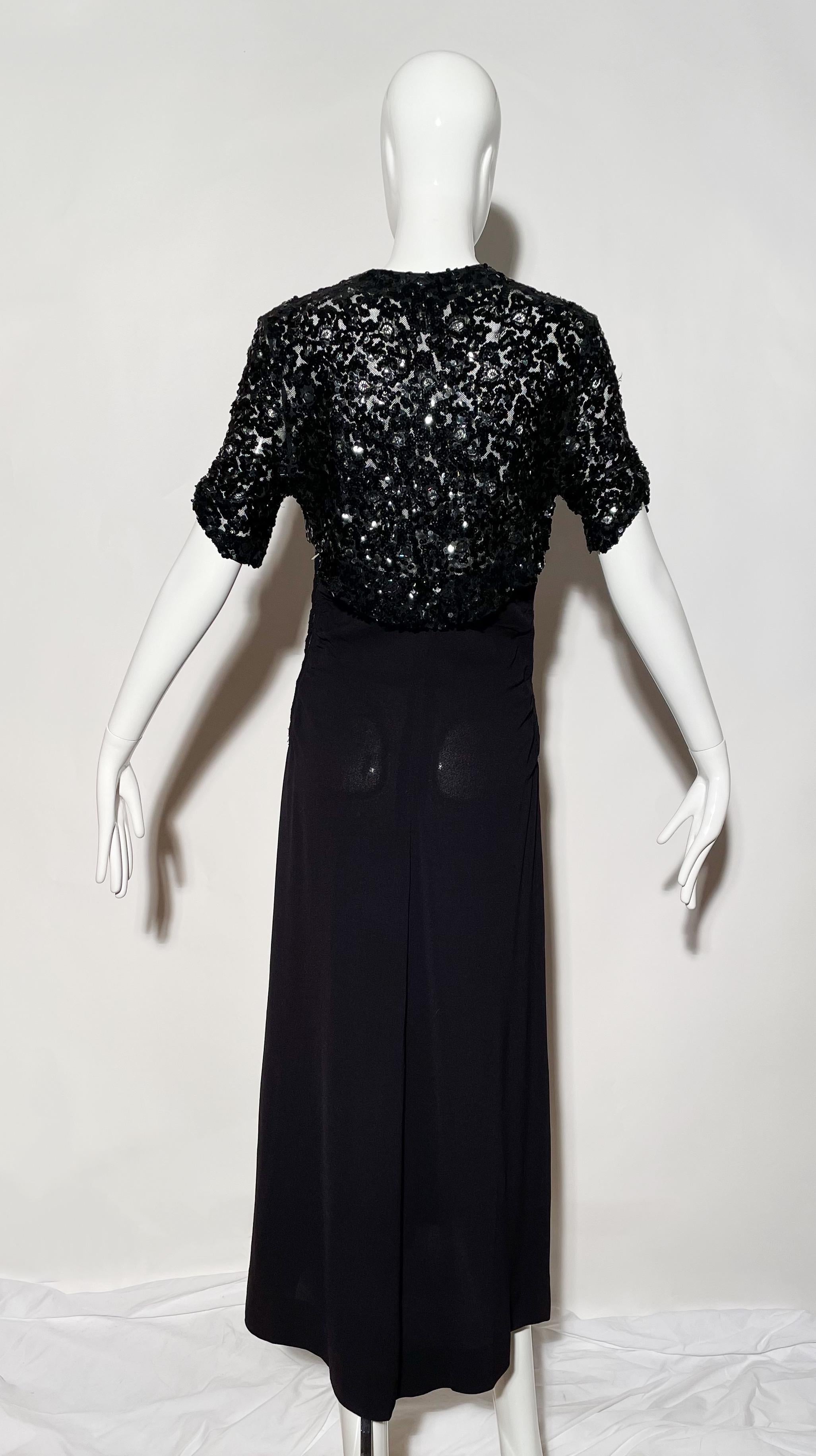 1930s Black Sequin Dress For Sale 1