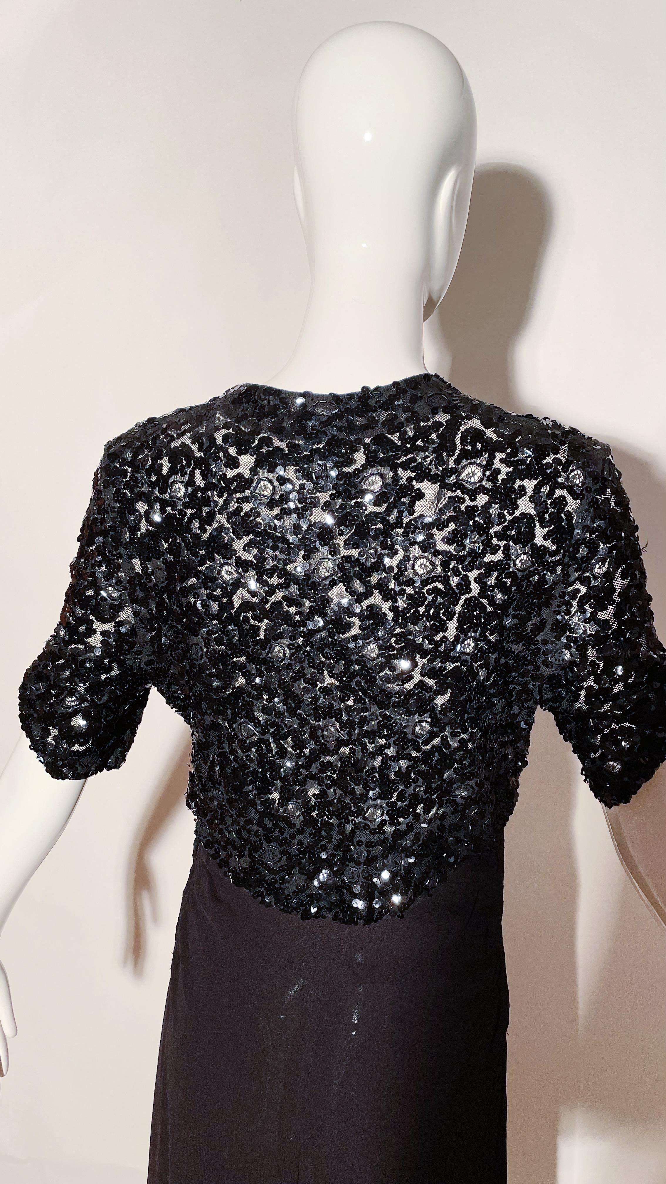 1930s Black Sequin Dress For Sale 2