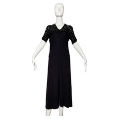 1930er Schwarzes Paillettenkleid