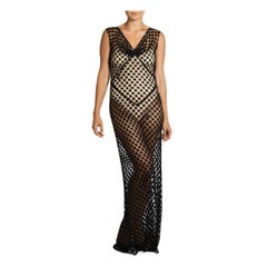 Abito in pizzo nero a pois del 1930S