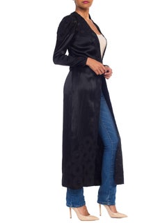 1930S Black Silk Charmeuse Art Deco Appliqué Circles & Winged Collar Evening Co