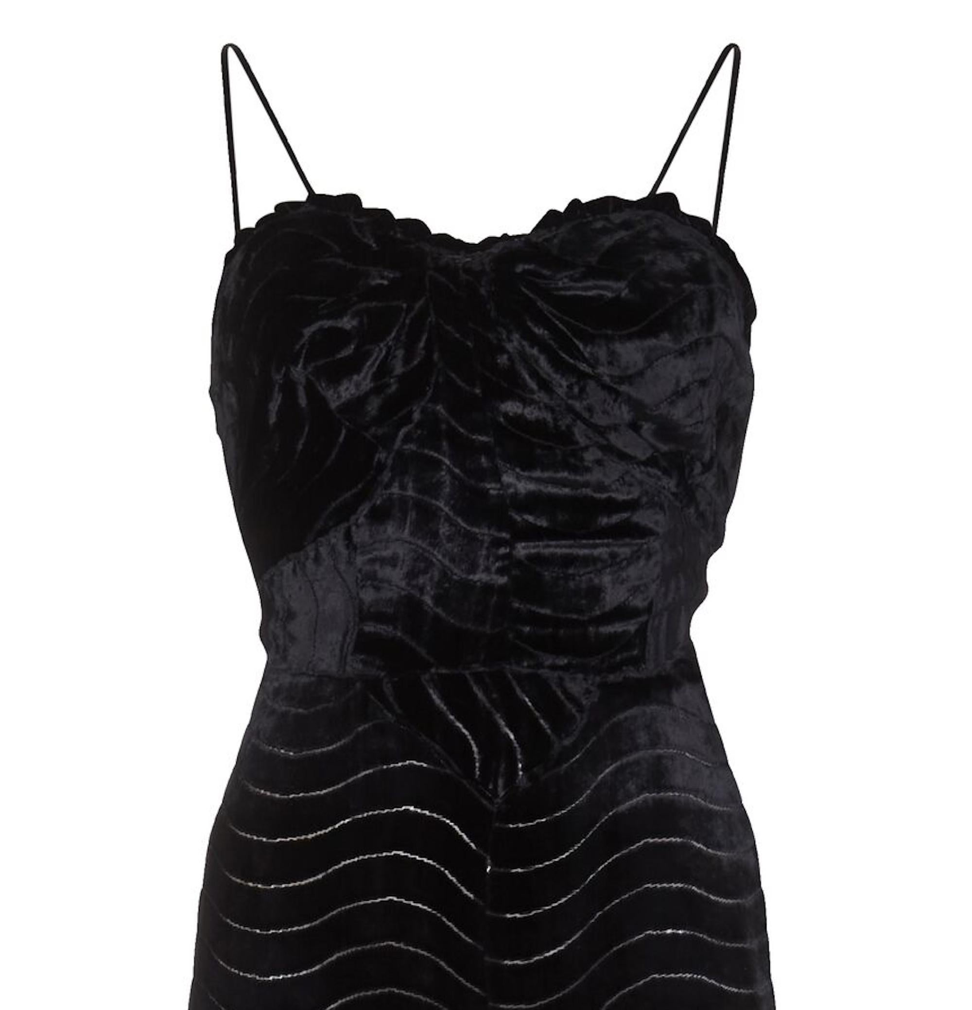 black velvet dress spaghetti strap