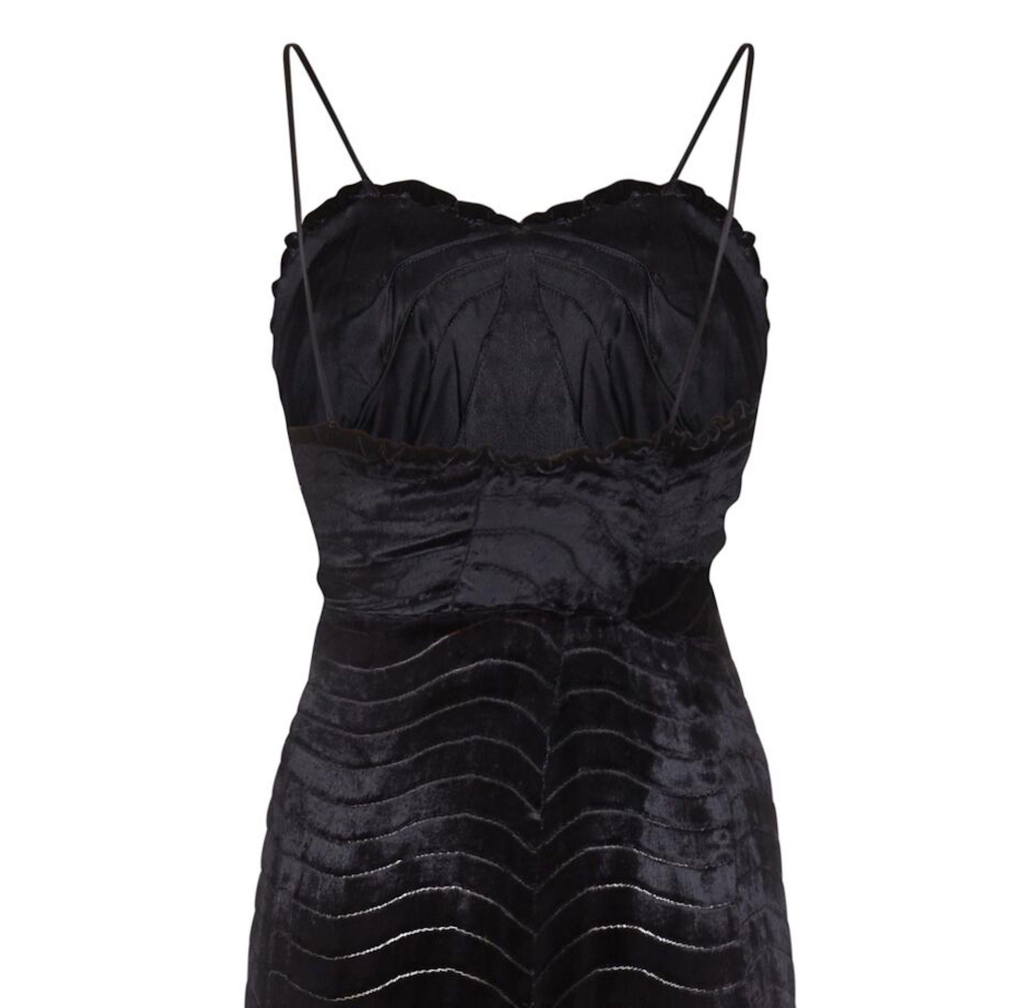 black velvet spaghetti strap dress