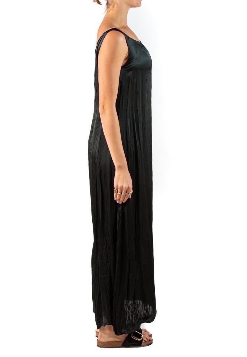 1930S Black Silk Satin Dress With Patina In Good Condition For Sale In New York, NY