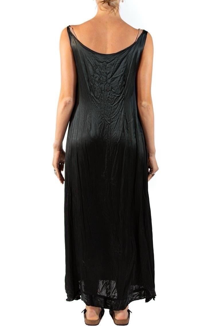 1930S Black Silk Satin Dress With Patina For Sale 2