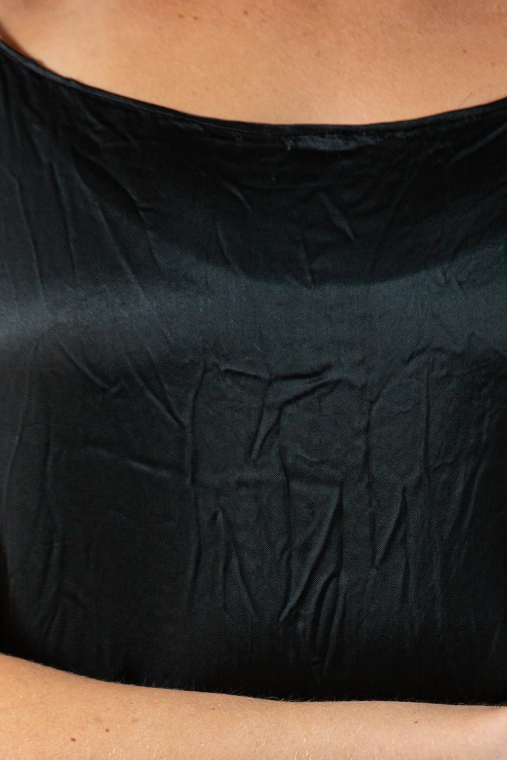 1930S Black Silk Satin Dress With Patina For Sale 3