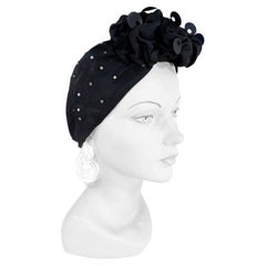 Vintage 1930s Black Silk Turban