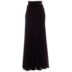 1930S Black Silk Velvet Hand Finished Skirt