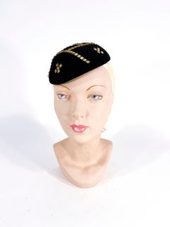 1930s Black Studded Juliet Cap