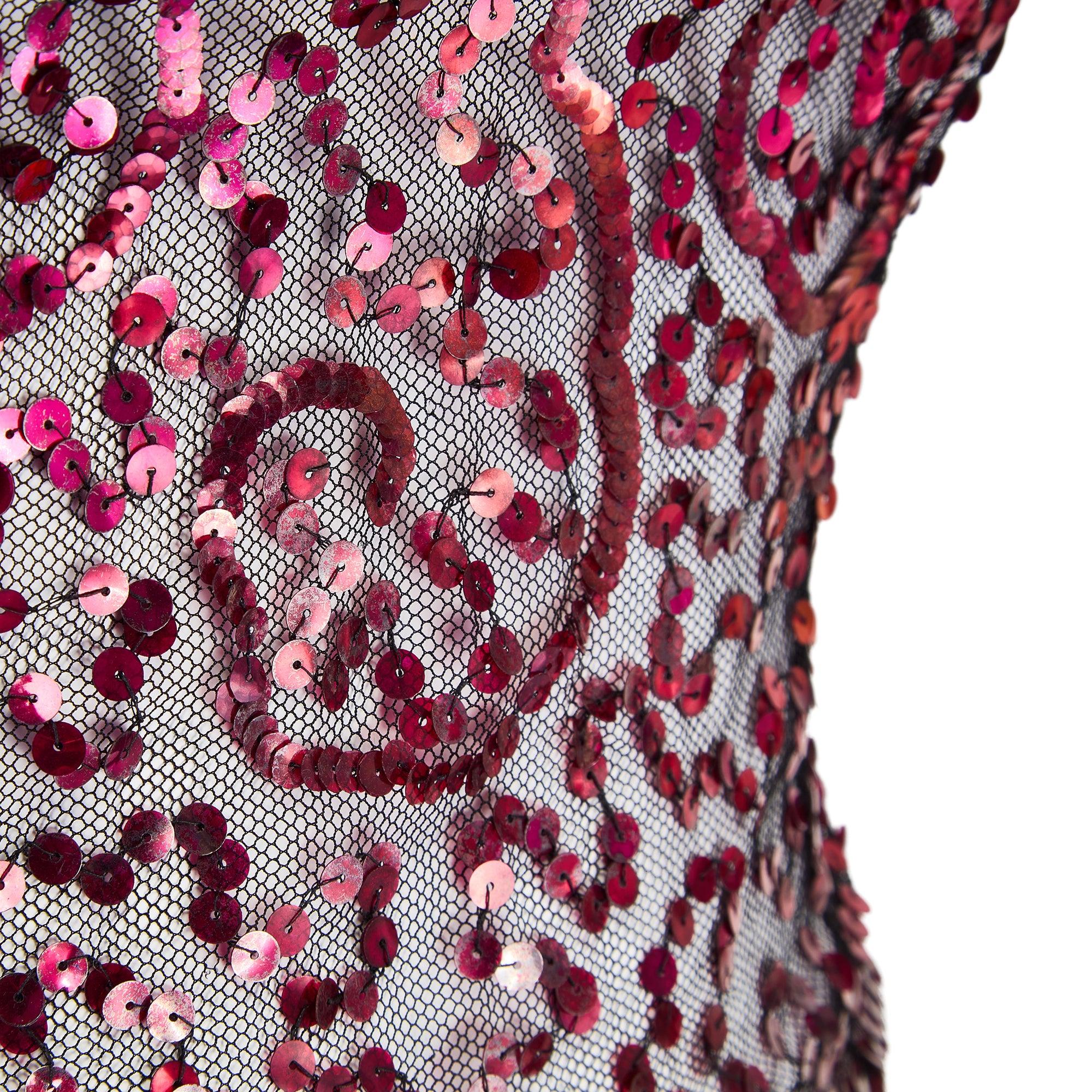 Top Cami anni '30 in tulle nero e paillettes rosa In condizioni buone in vendita a London, GB