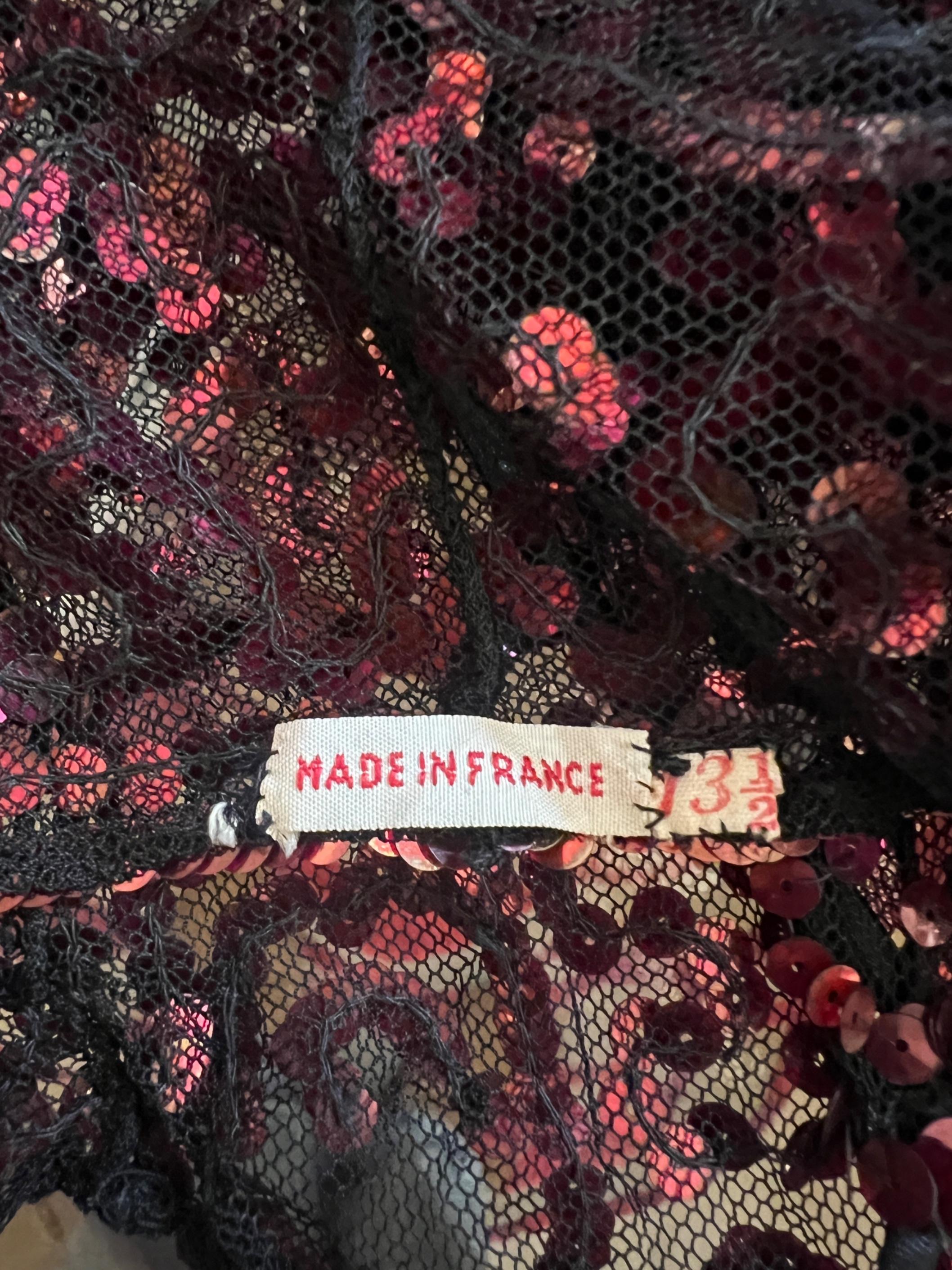 Donna Top Cami anni '30 in tulle nero e paillettes rosa in vendita