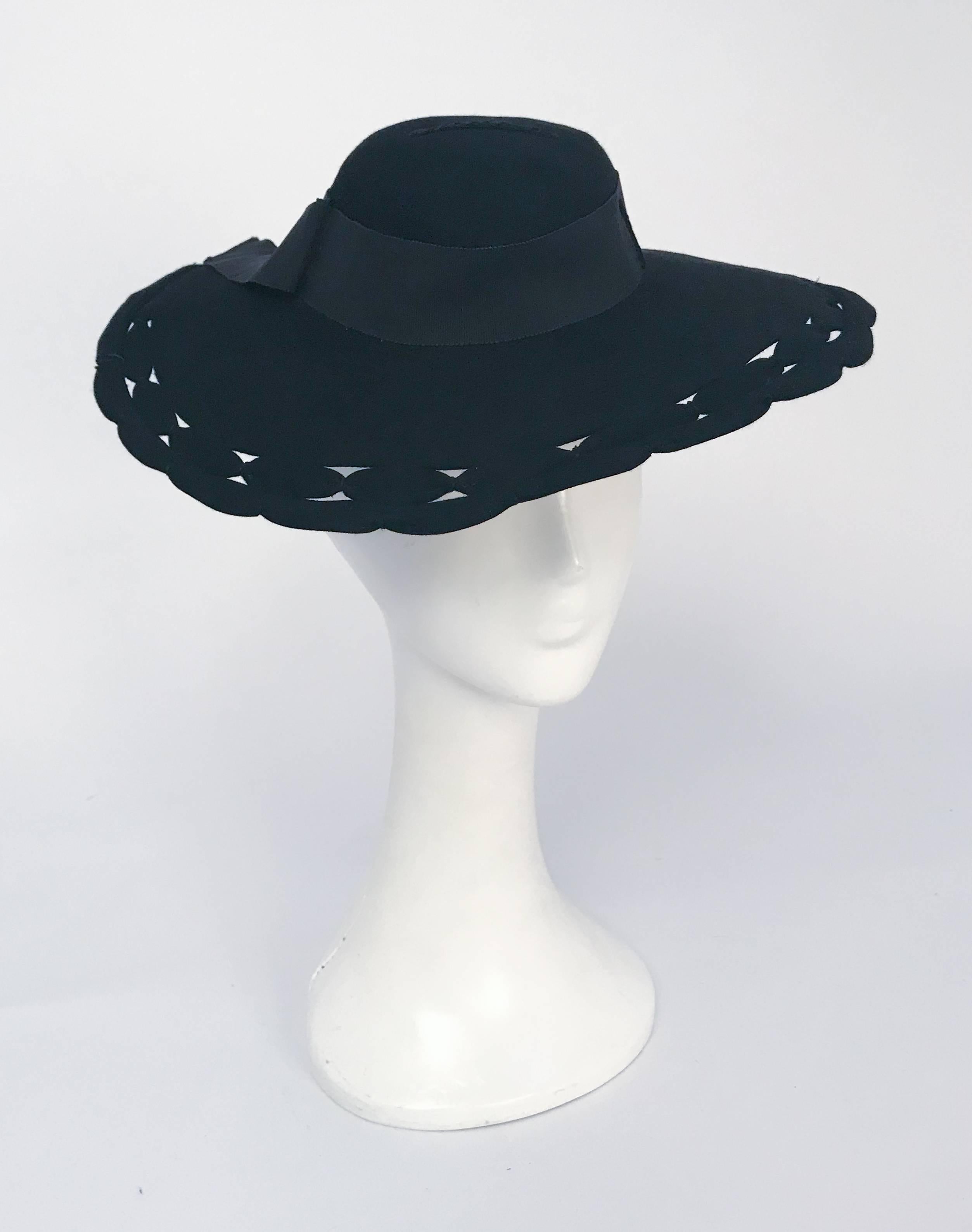 wide brim black hat