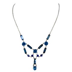 Vintage 1930s Blue Czech Glass Necklace