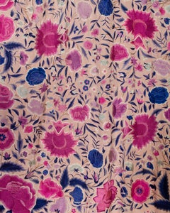 1930S Blue & Purple Silk Hand Embroidered Piano Shawl