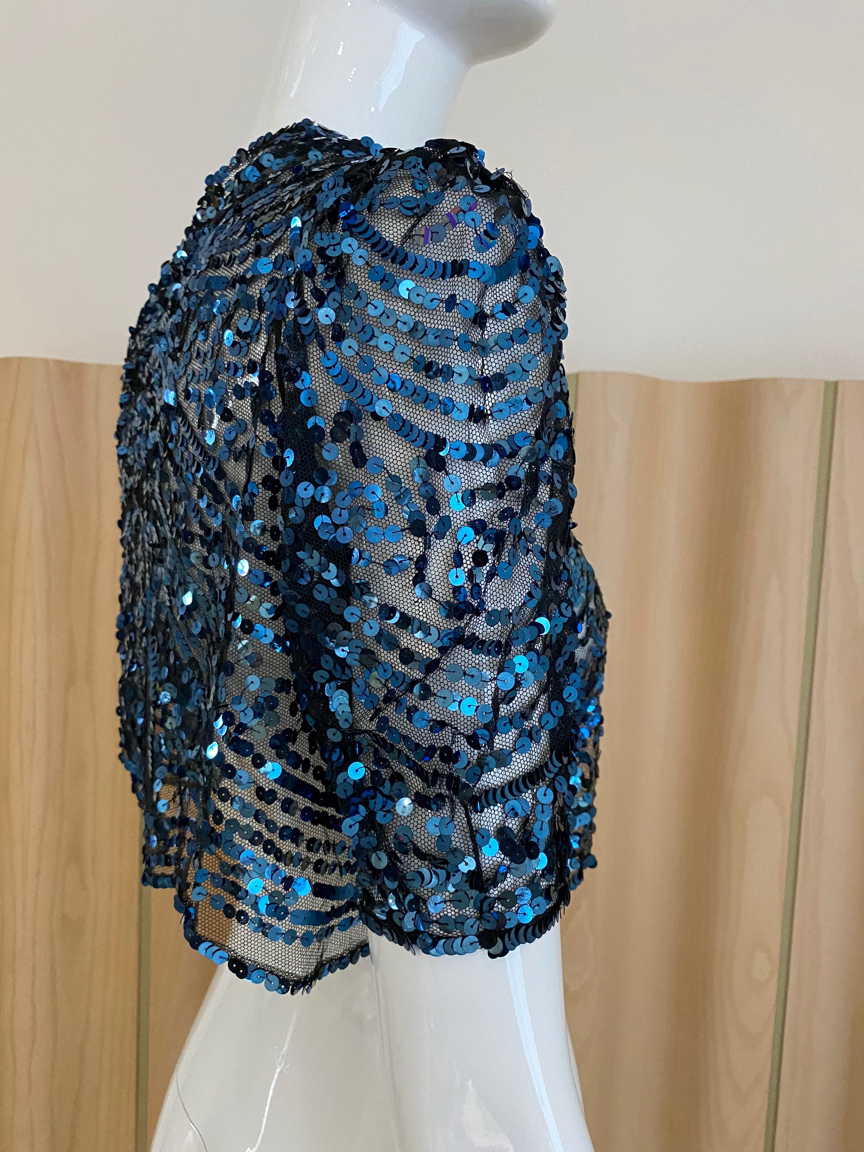 1930s Blue Sequins Bolero Jacket In Good Condition In Beverly Hills, CA