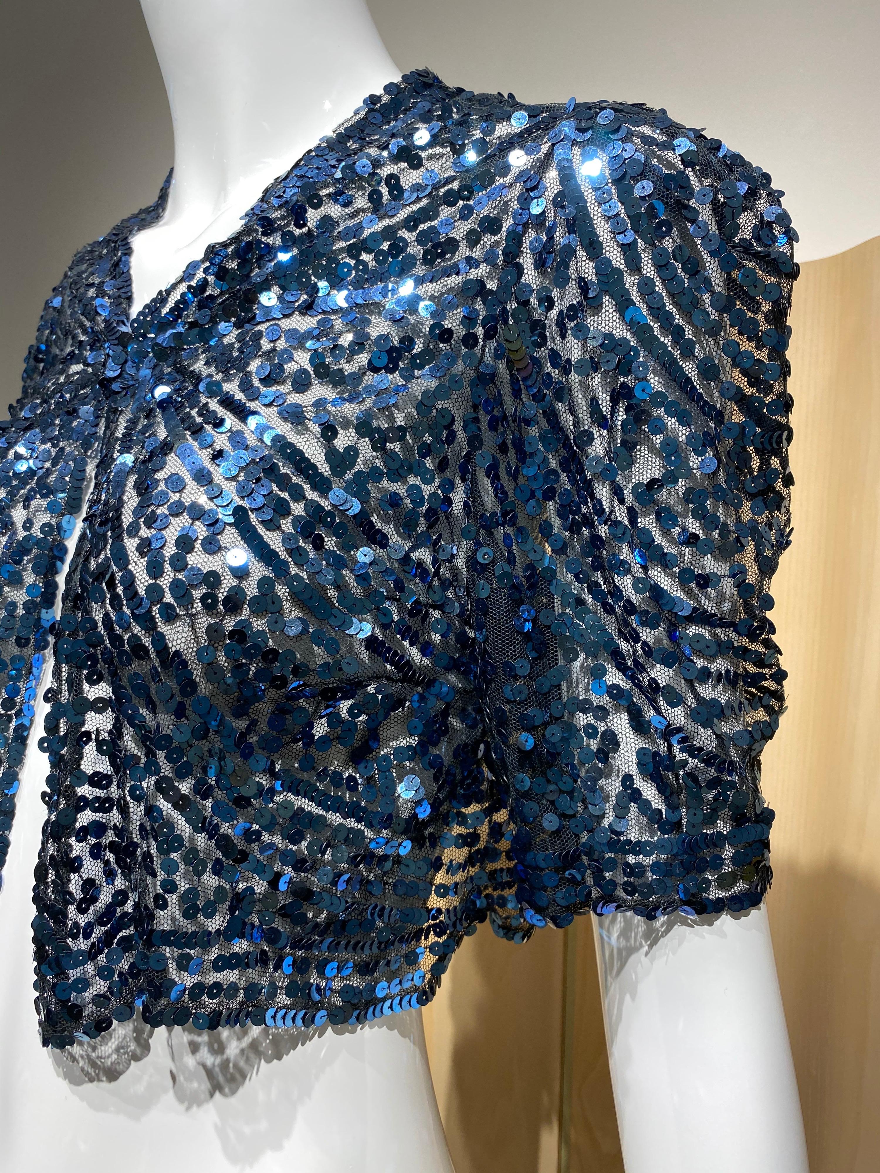Women's 1930s Blue Sequins Bolero Jacket