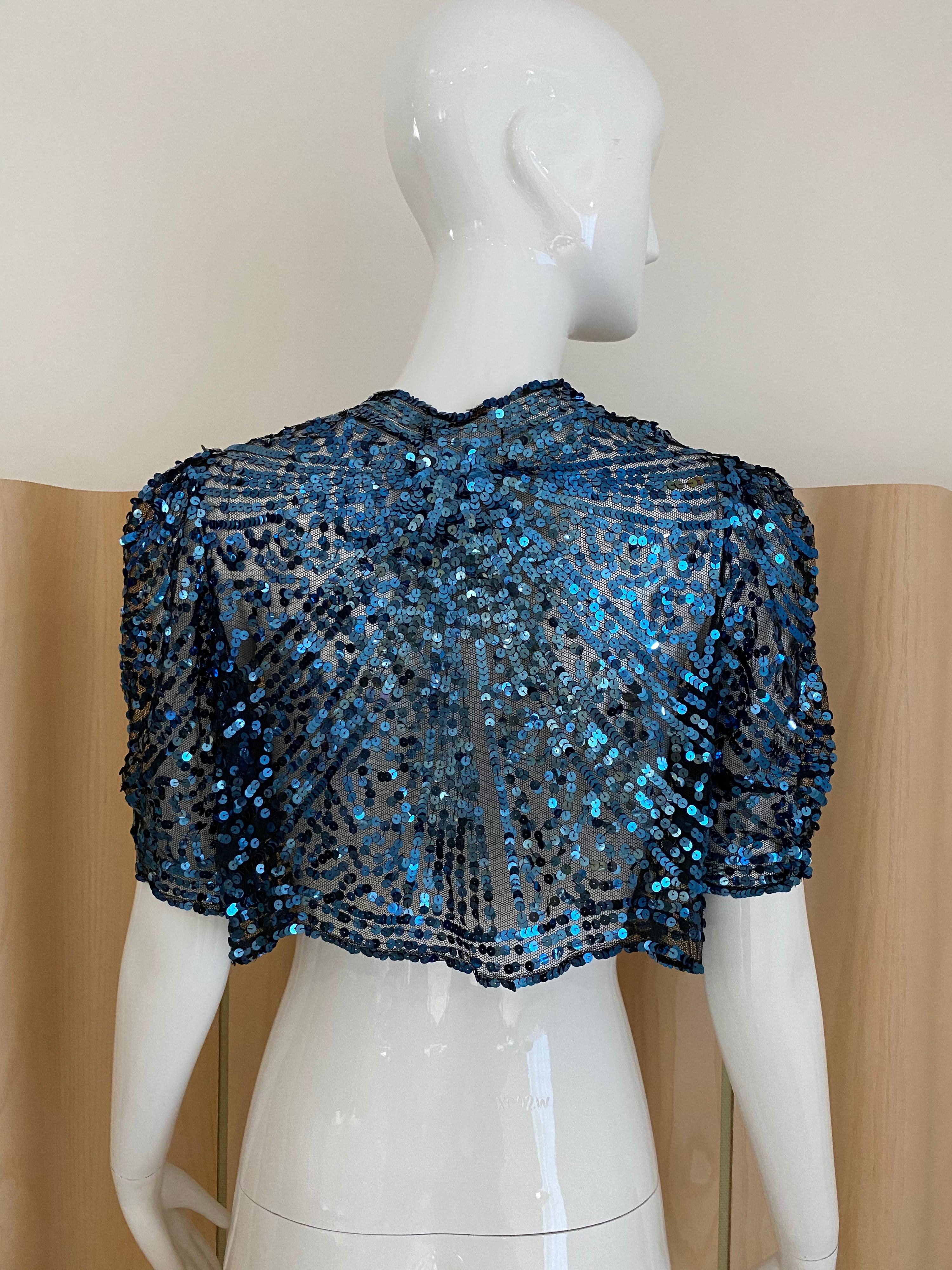 1930s Blue Sequins Bolero Jacket 1