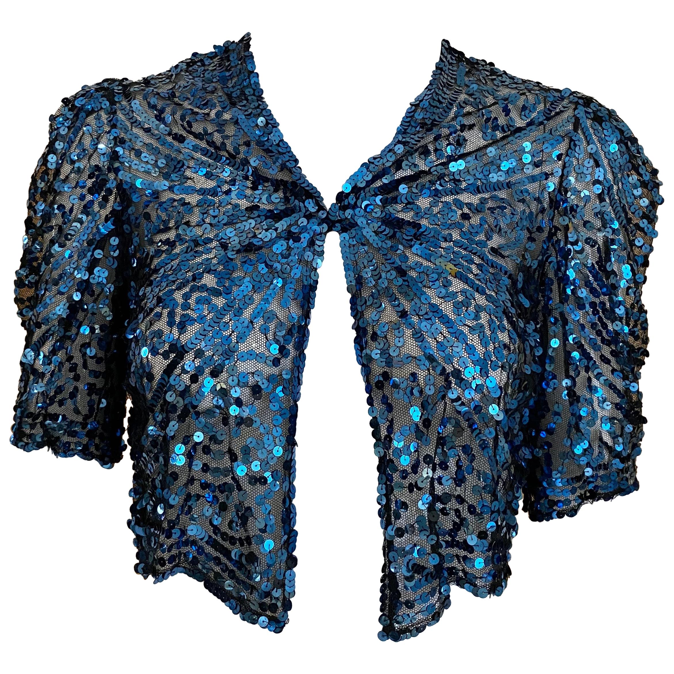 1930s Blue Sequins Bolero Jacket