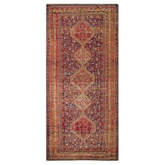 Tapis de galerie noué Khamse Ghashgaie, style tribal géométrique, bleu, des années 1930
