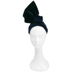 1930s Blue Velvet Turban