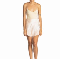 1930S Blush Pink Bias Cut Silk Charmeuse Hand Embroidered Tap Short Knickers