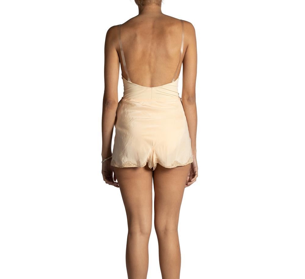 Women's 1930S Blush Pink Bias Cut Silk Charmeuse Hand Embroidered Tap Short Knickers Wi For Sale