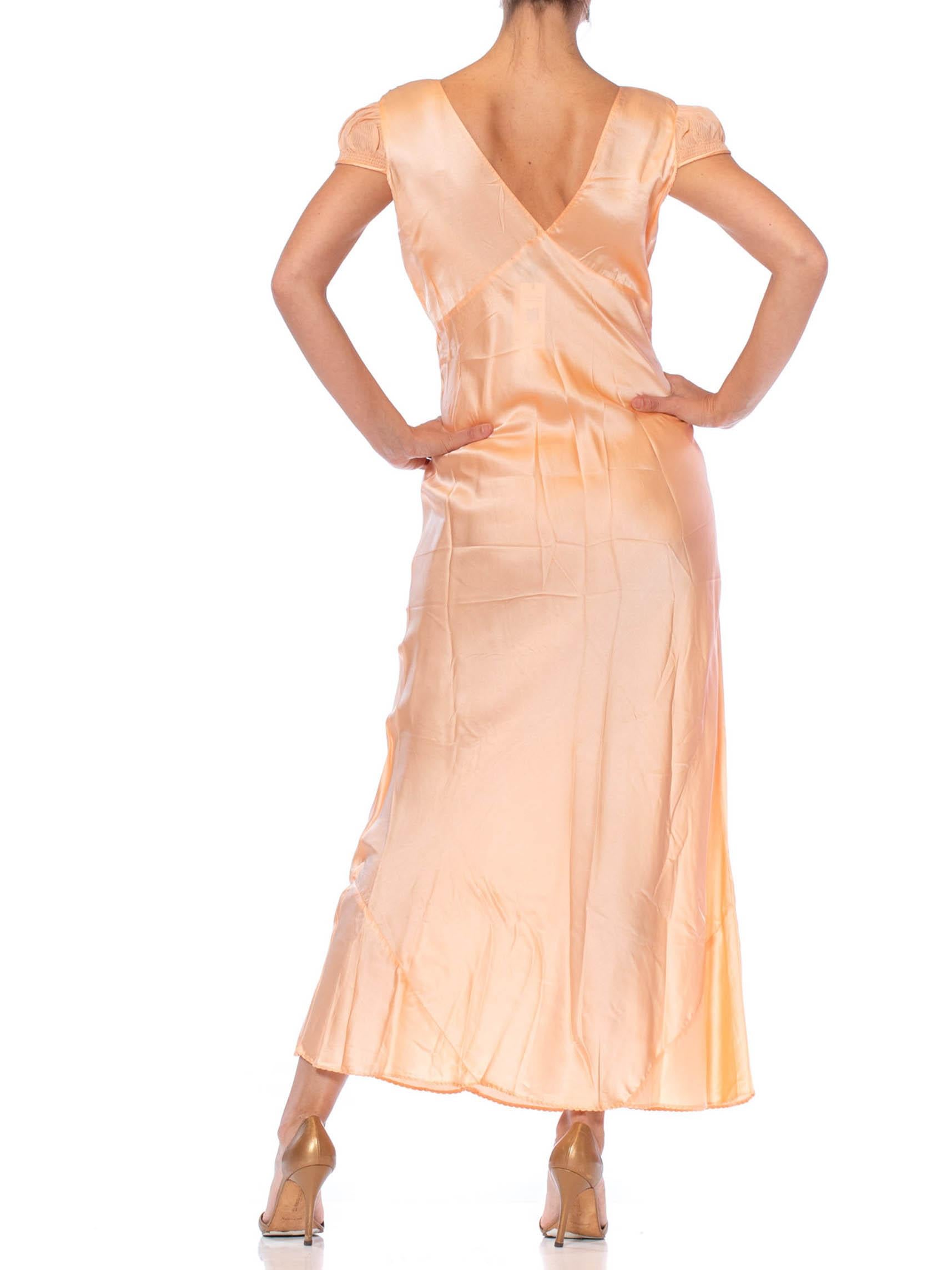 1930S Blush Pink Bias Cut Silk Charmeuse Slip DressNegligee With Sheer Embroid 4