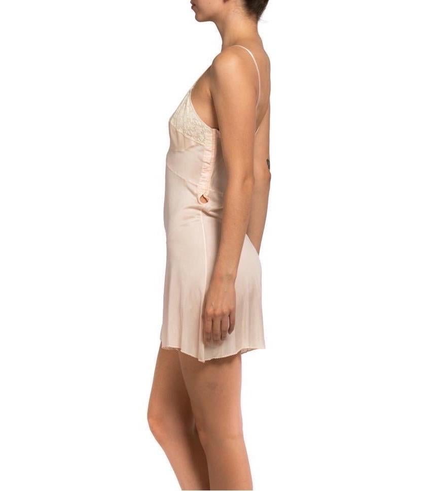 Women's 1930S Blush Pink Jersey Romper Slip With Lace Trim For Sale