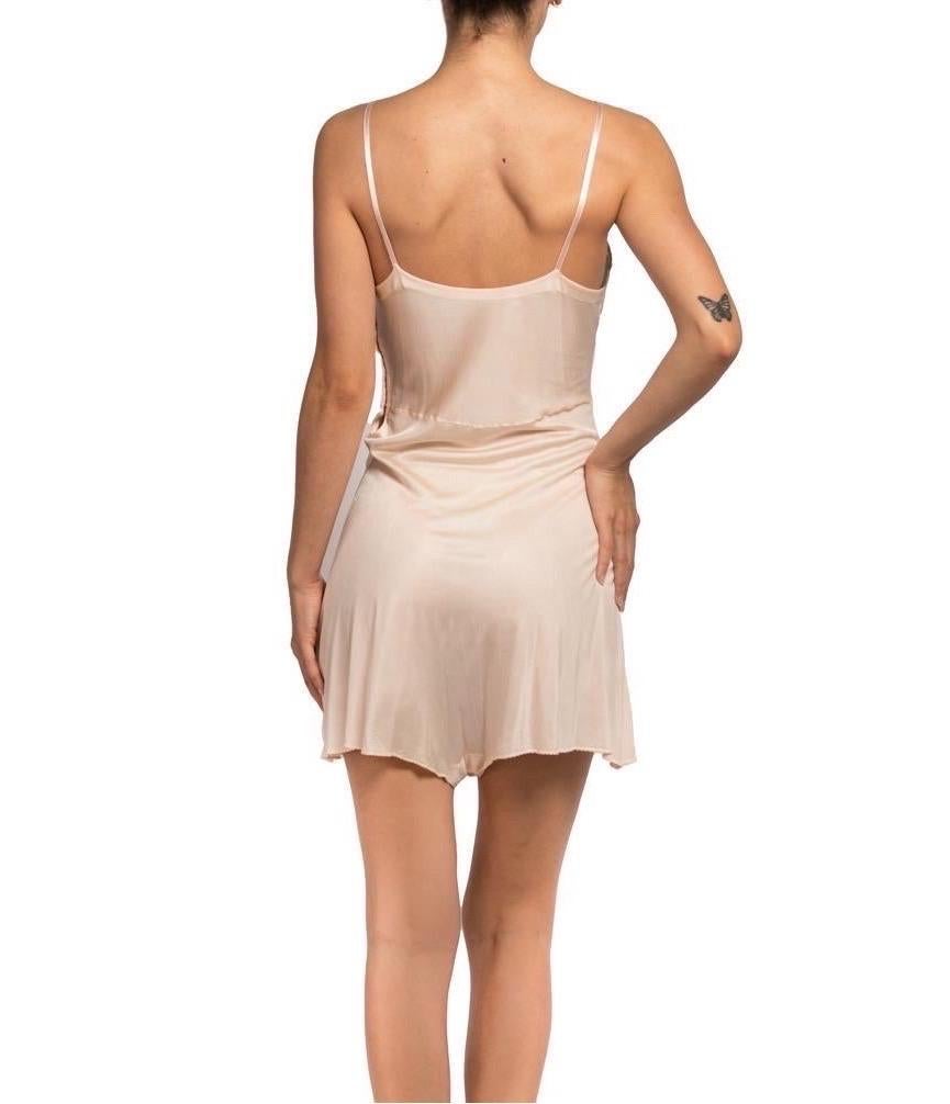 1930S Blush Pink Jersey Romper Slip With Lace Trim For Sale 3