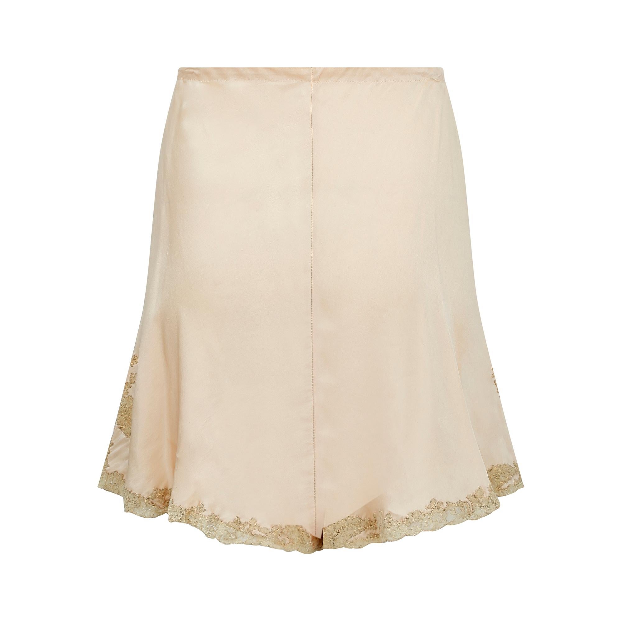 Beige 1930s Blush Pink Silk and Lace Tap Pants For Sale