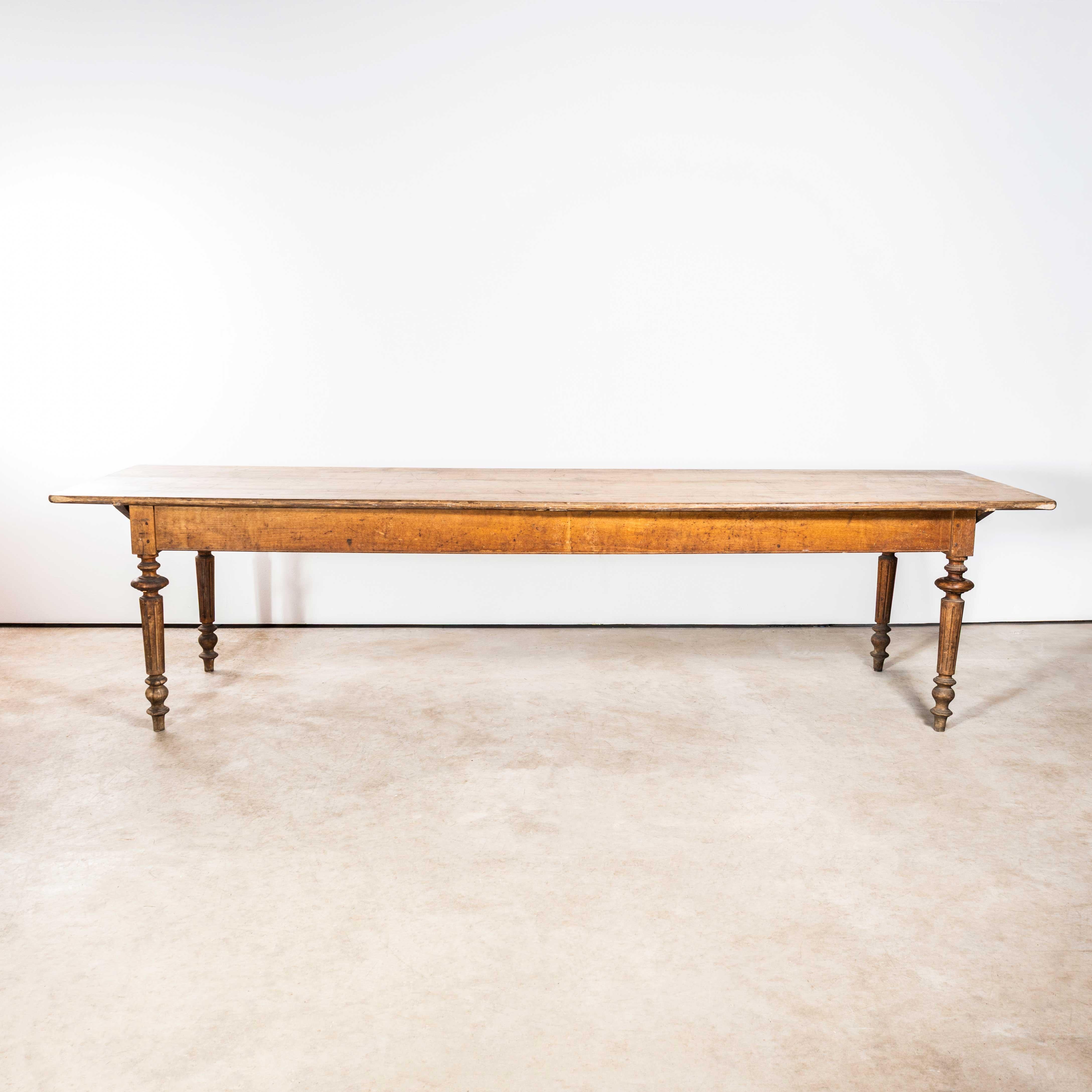 Fruitwood 1930's Bobbin Turned Large Chateau Dining Table - Three Metre For Sale