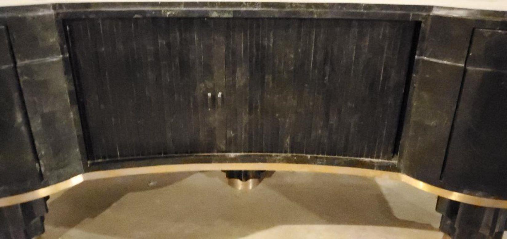 1930s Bow Front Tambour Door Credenza Tessellated Stone 5
