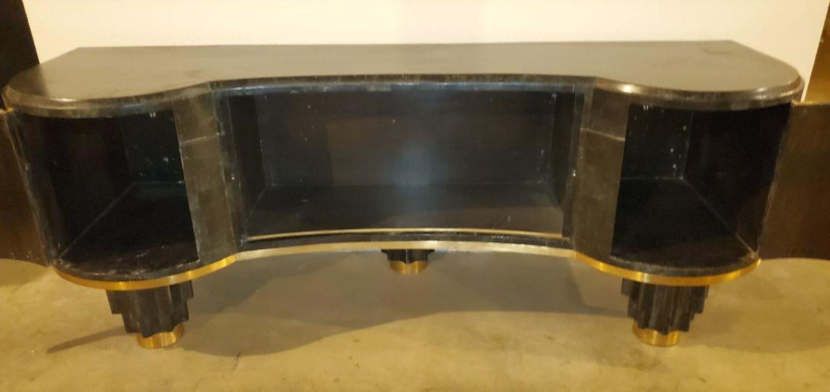1930s Bow Front Tambour Door Credenza Tessellated Stone 7