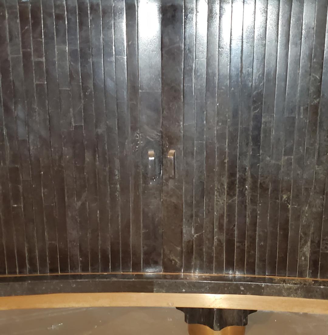 1930s Bow Front Tambour Door Credenza Tessellated Stone 1