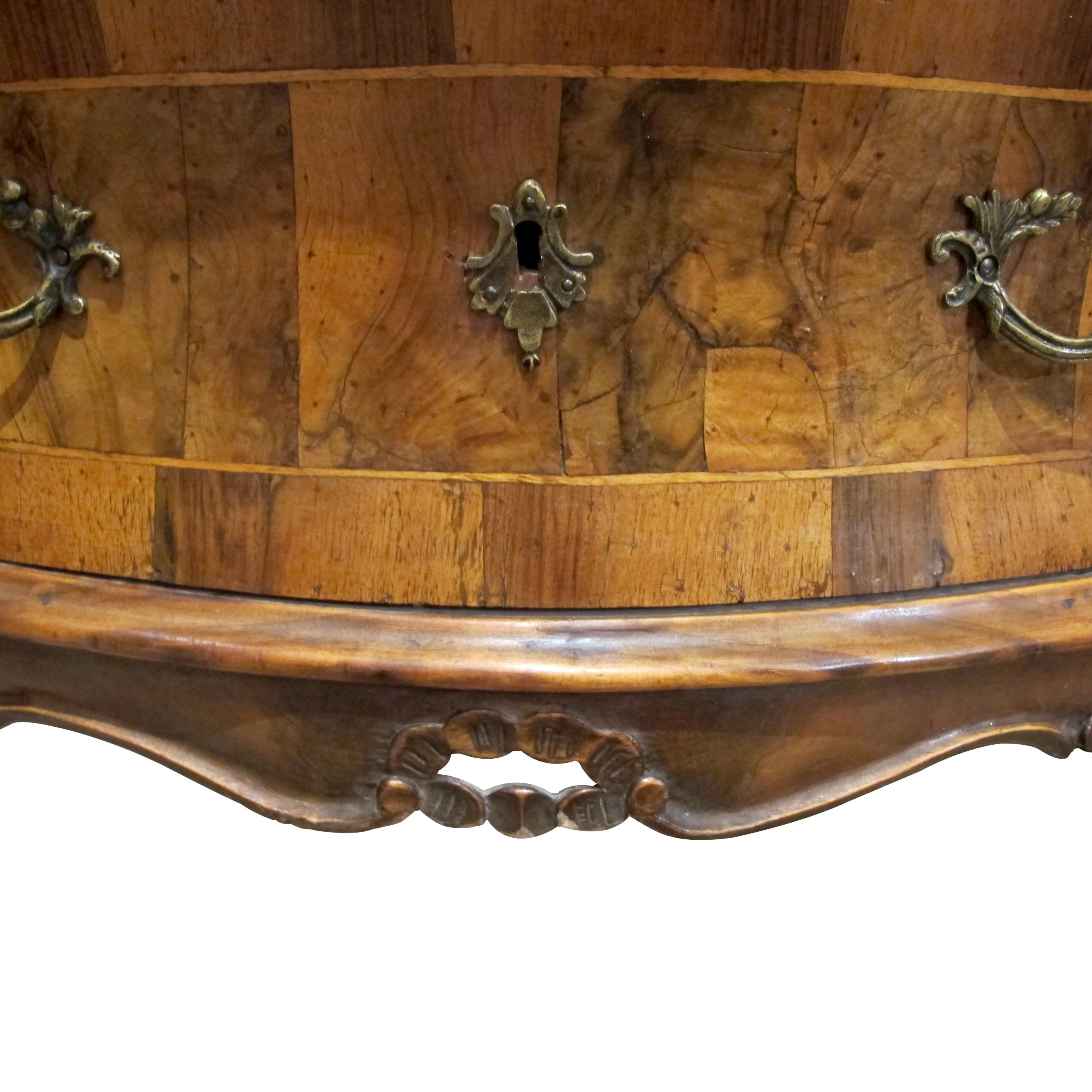 1930s Bow Fronted Chest of Drawers, Rococo Style, Italian For Sale 1