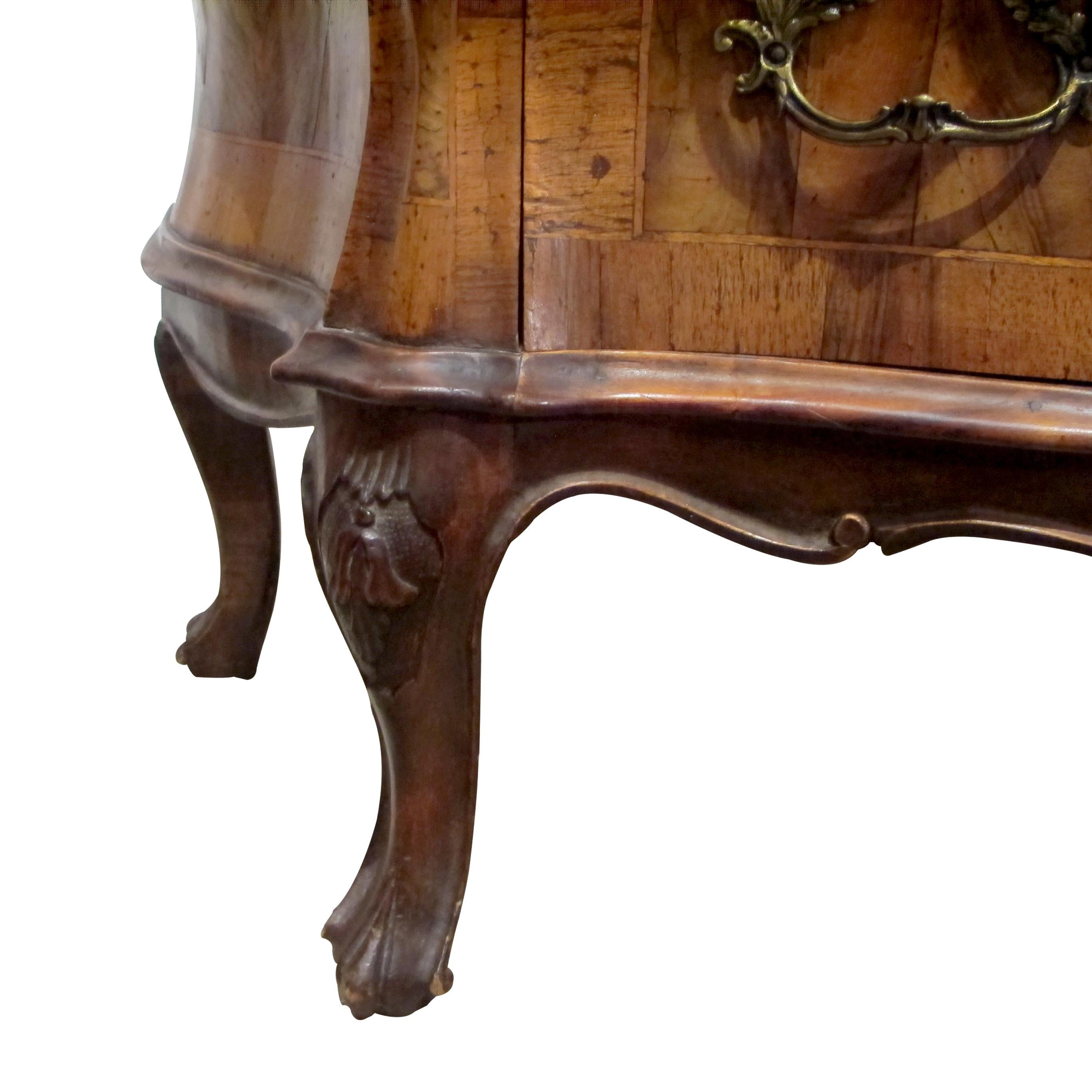 1930s Bow Fronted Chest of Drawers, Rococo Style, Italian For Sale 2