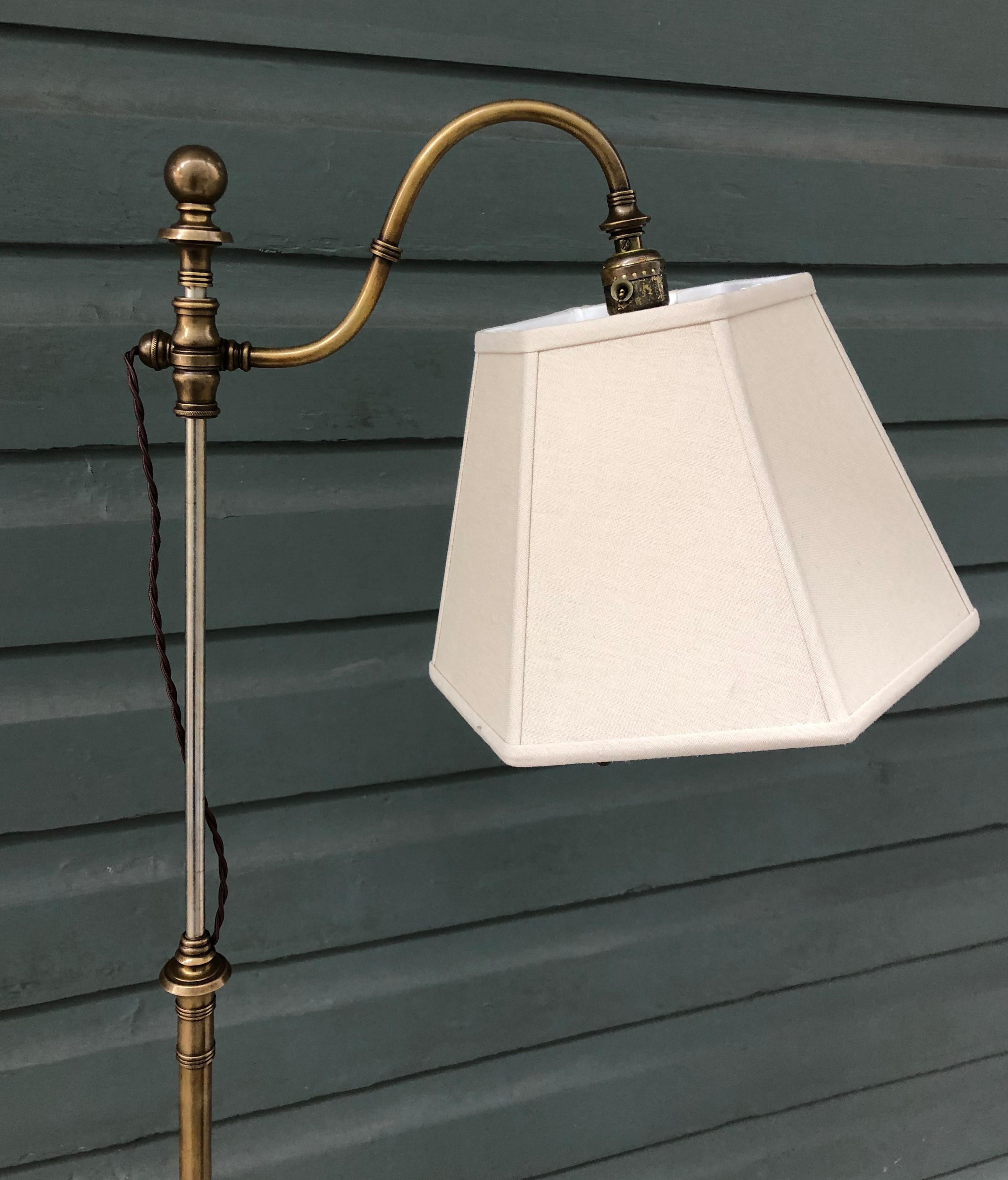 1930s Brass Adjustable Goose Neck Floor Lamp at 1stDibs | antique floor ...