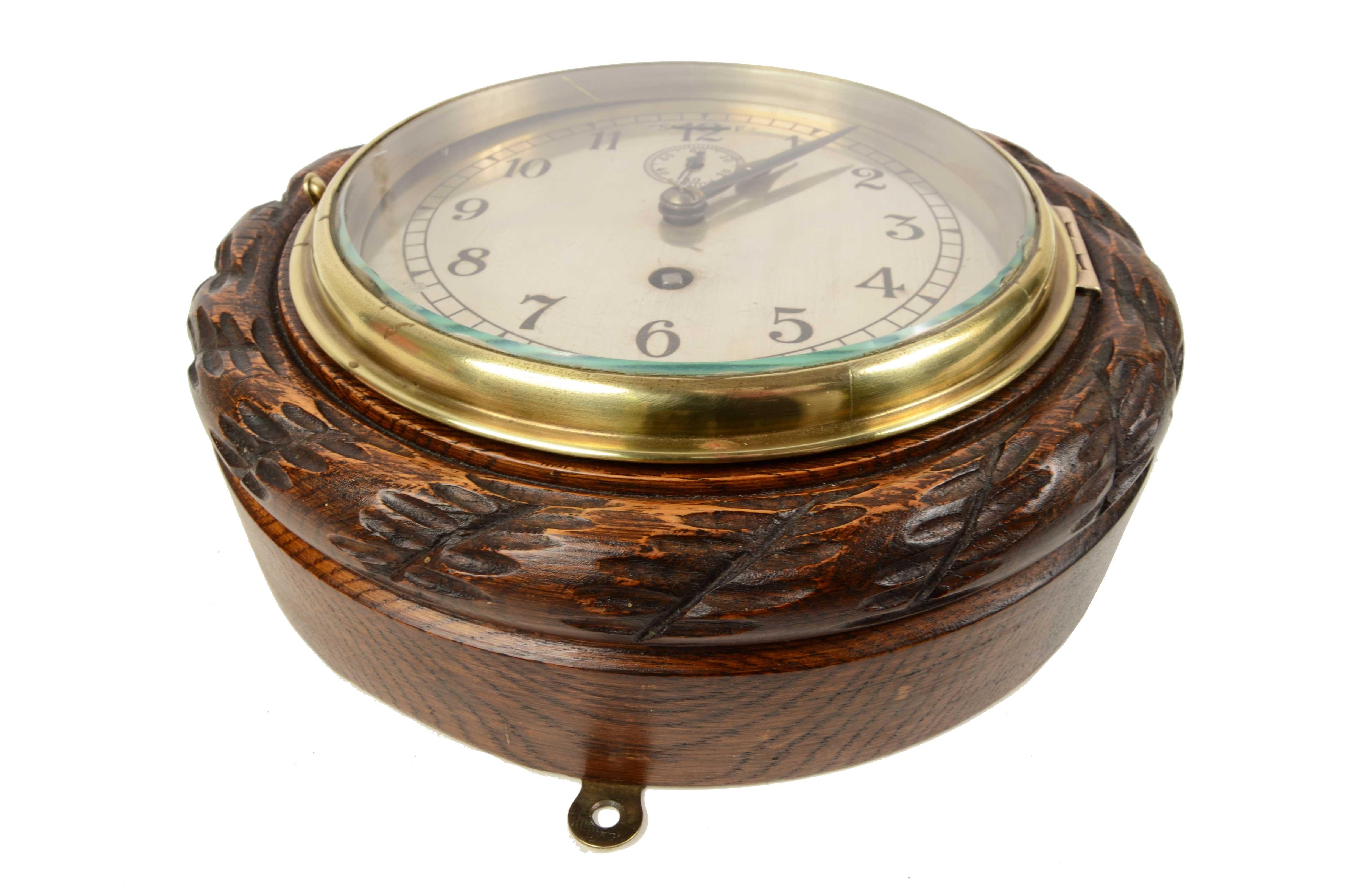1930s Brass and Wood Shipboard Navigation Clock Antique Nautical Instrument 6