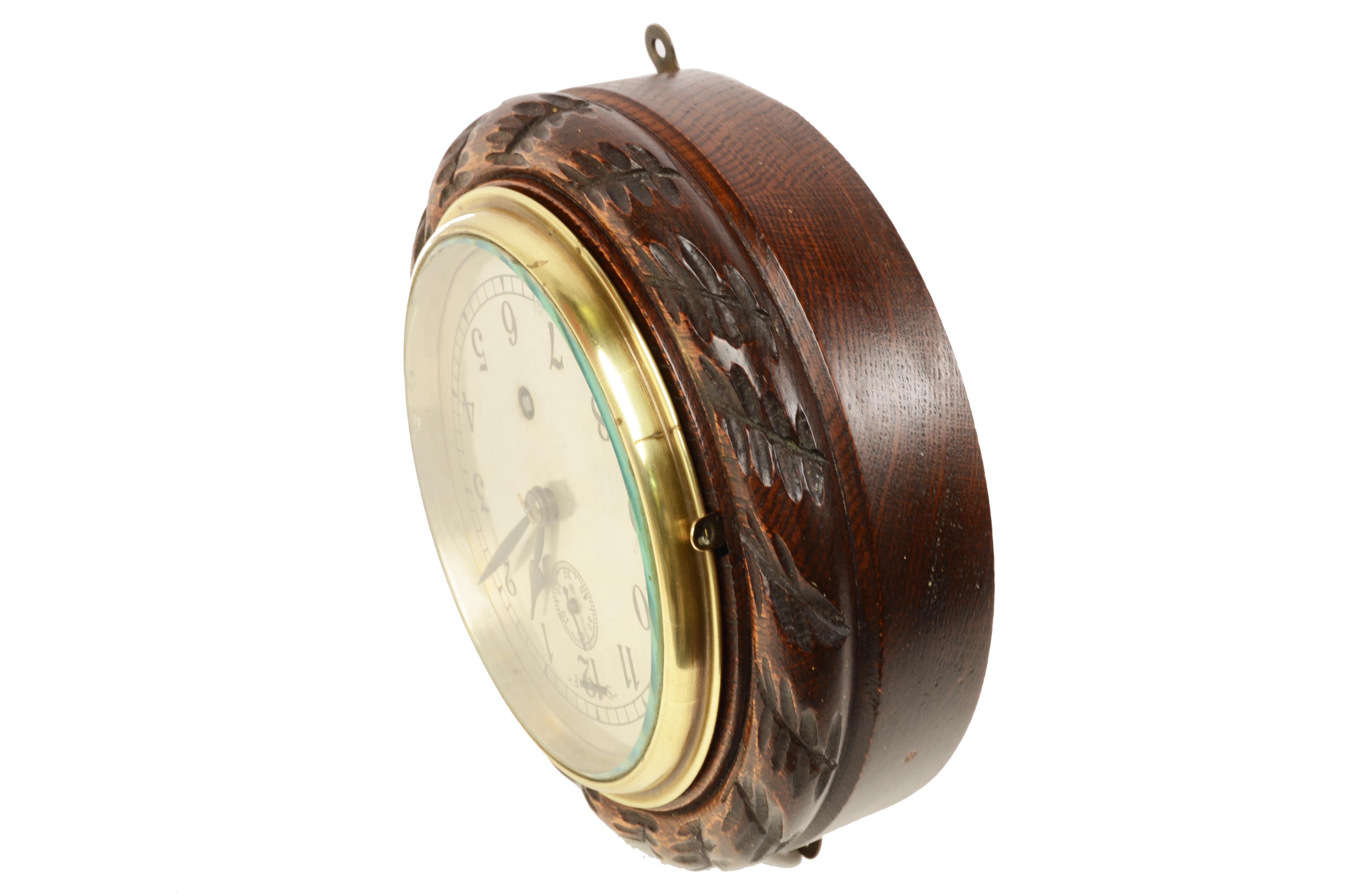 1930s Brass and Wood Shipboard Navigation Clock Antique Nautical Instrument 12