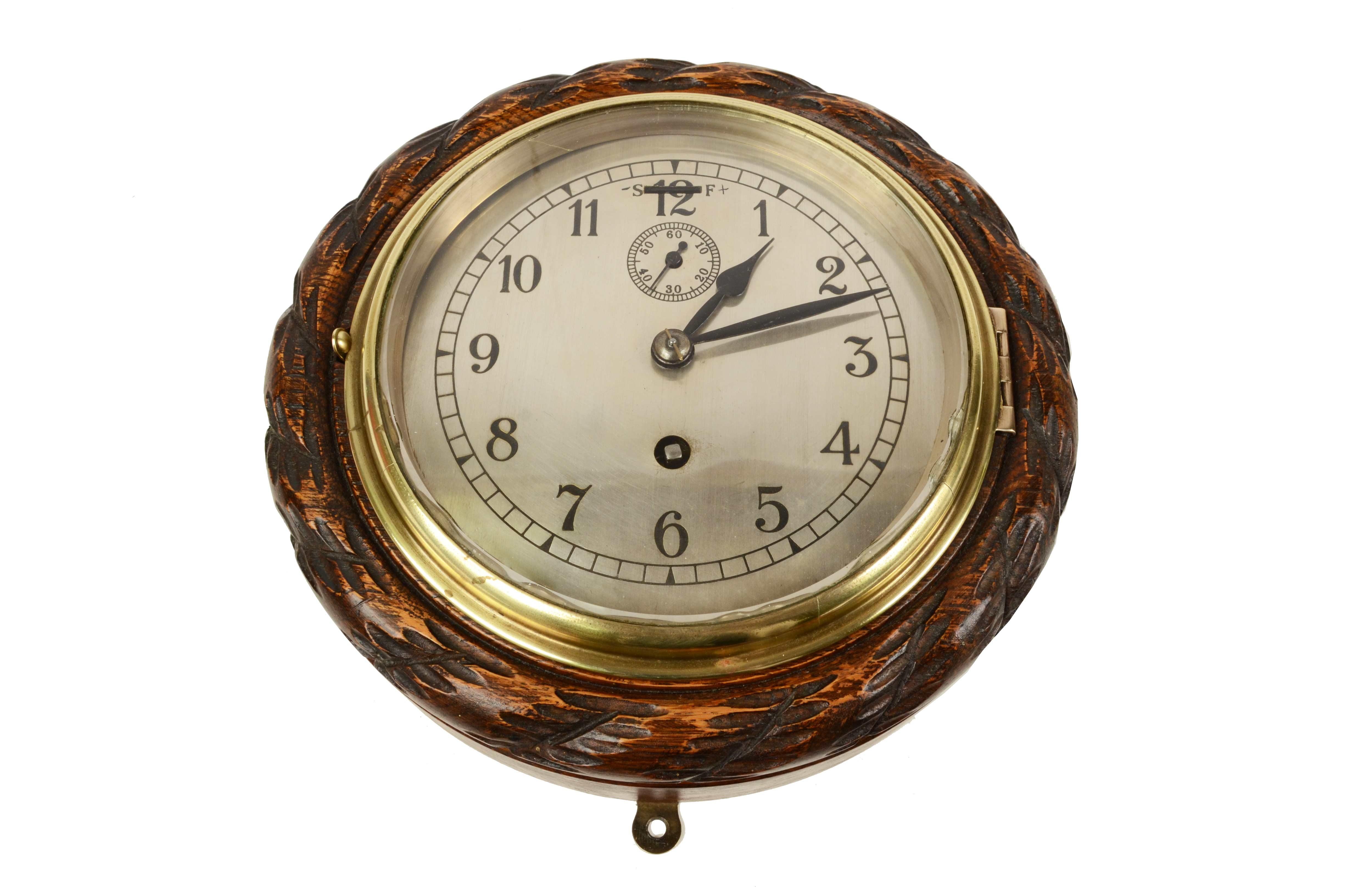 1930s Brass and Wood Shipboard Navigation Clock Antique Nautical Instrument 13
