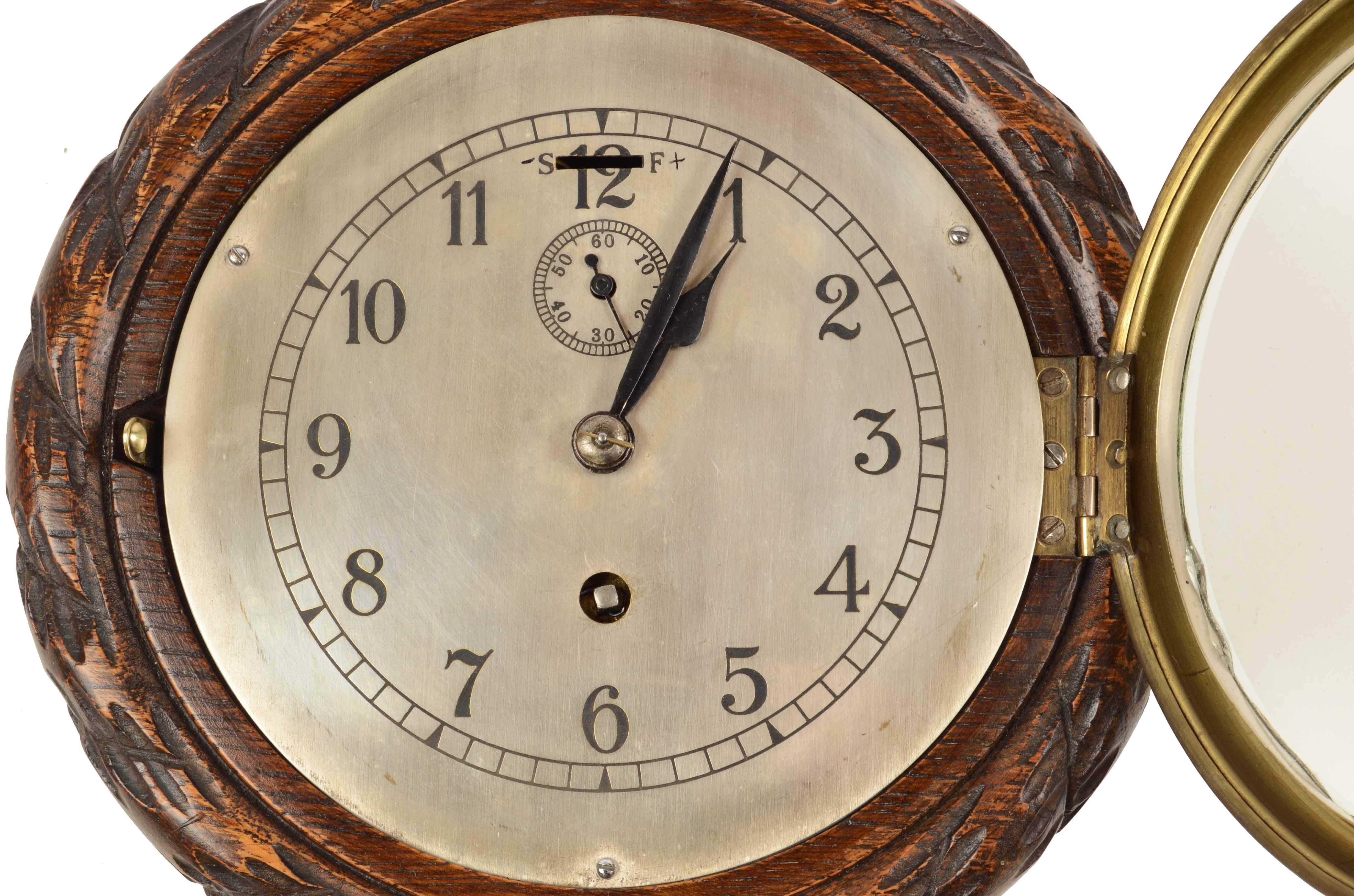 1930s Brass and Wood Shipboard Navigation Clock Antique Nautical Instrument 1