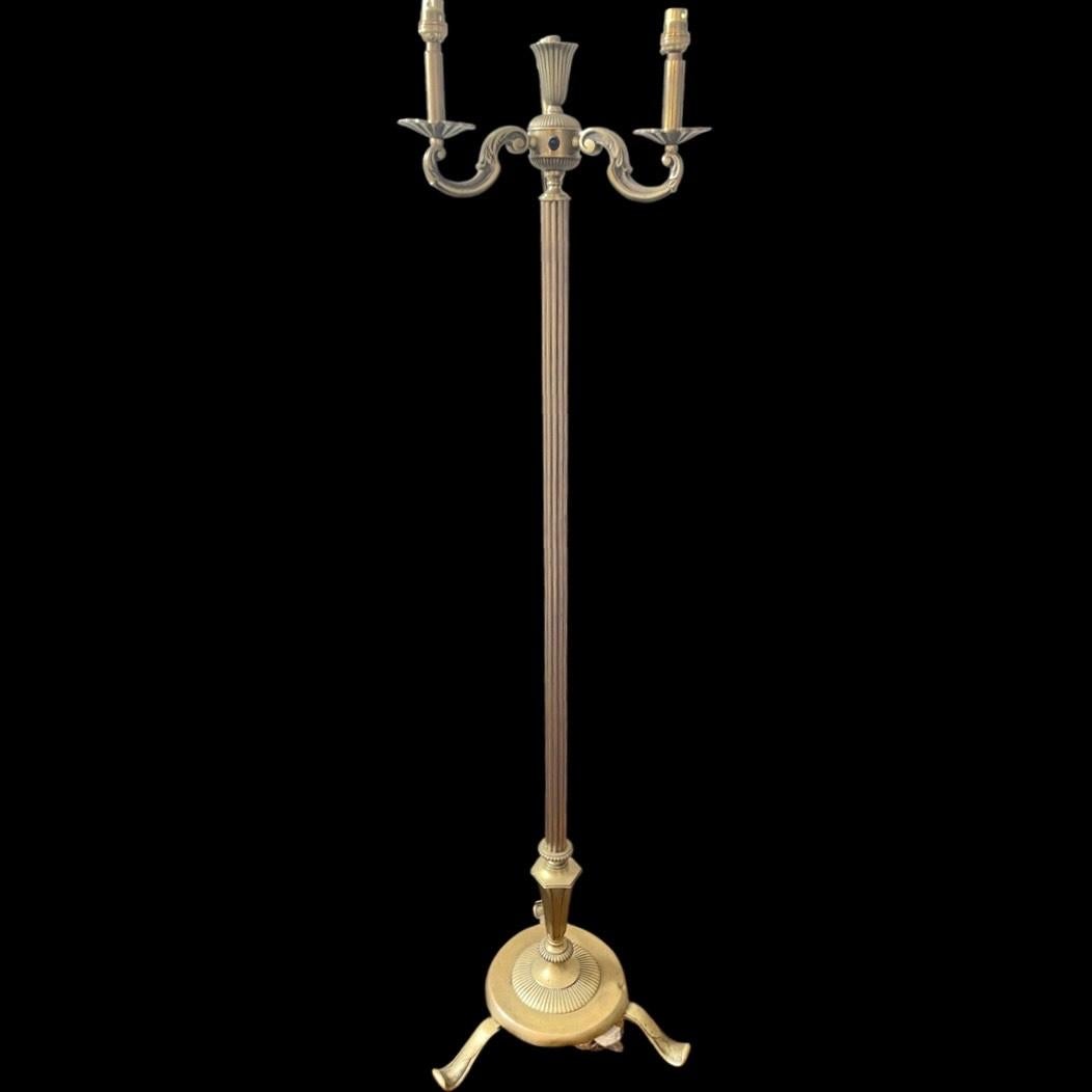 1930's Brass Candelabra Regency Floor Lamp In Good Condition For Sale In London, GB