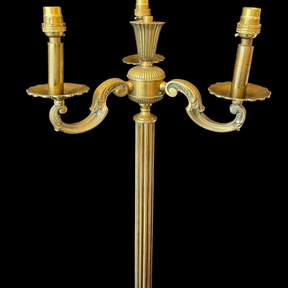 1930's Brass Candelabra Regency Floor Lamp For Sale 2