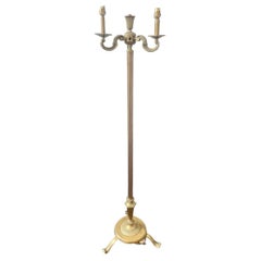 1930's Brass Candelabra Regency Floor Lamp