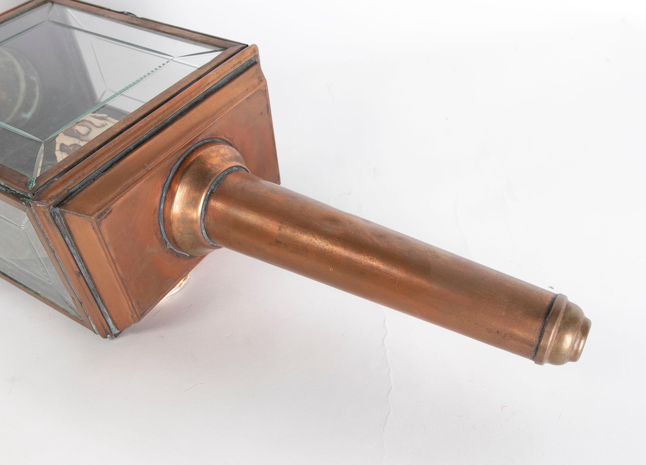 Farol de latón con cristal de los años 30 en venta 1