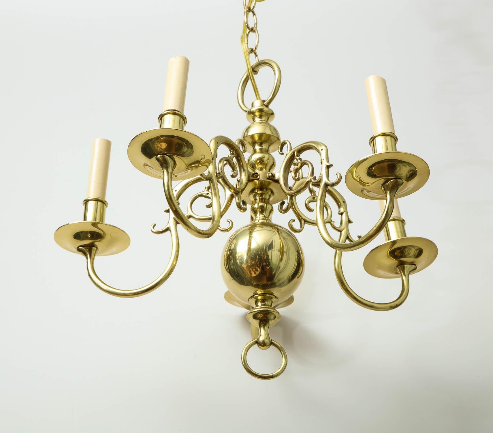 1930s Brass Chandelier For Sale 3