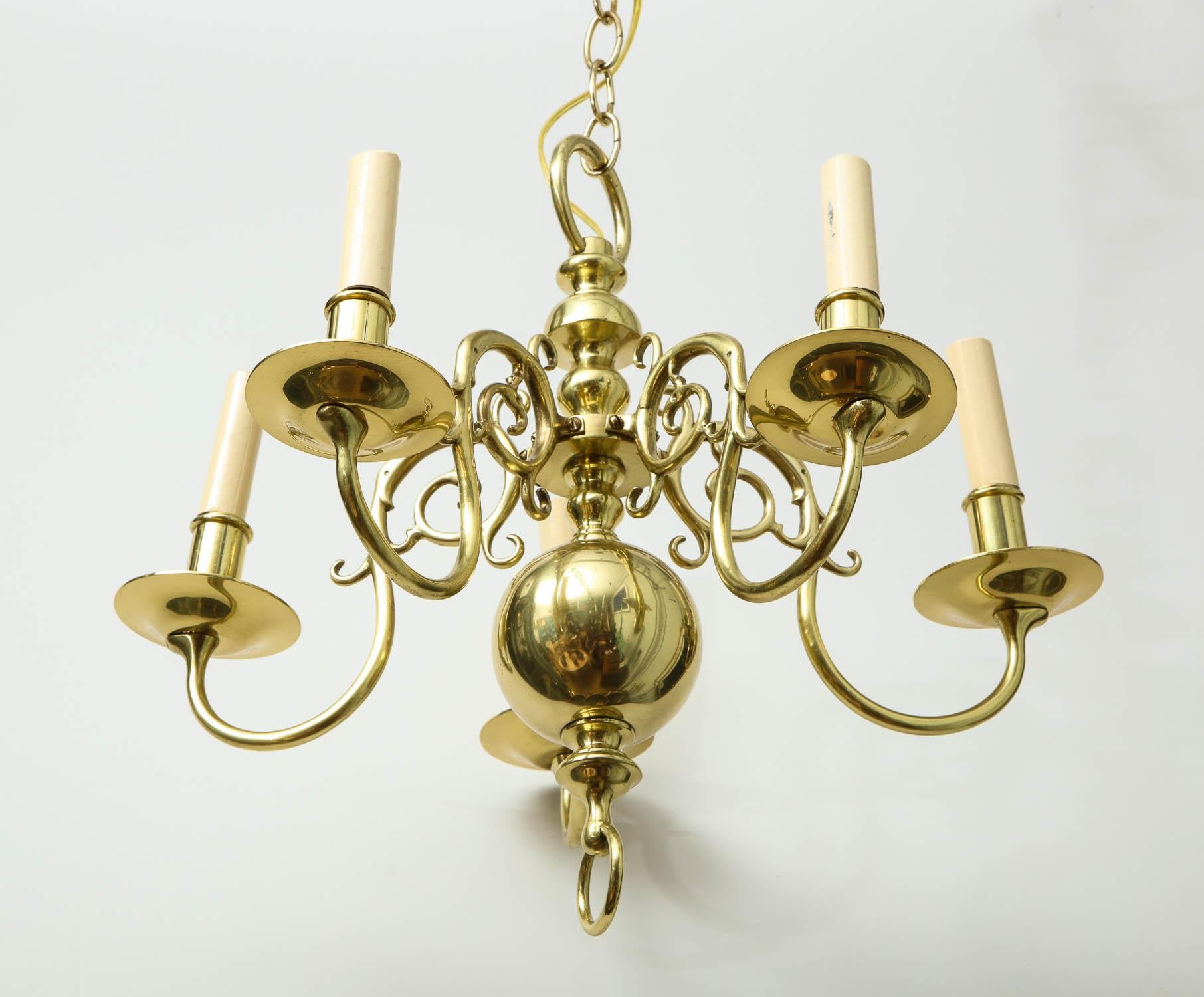 1930s Brass Chandelier For Sale 4