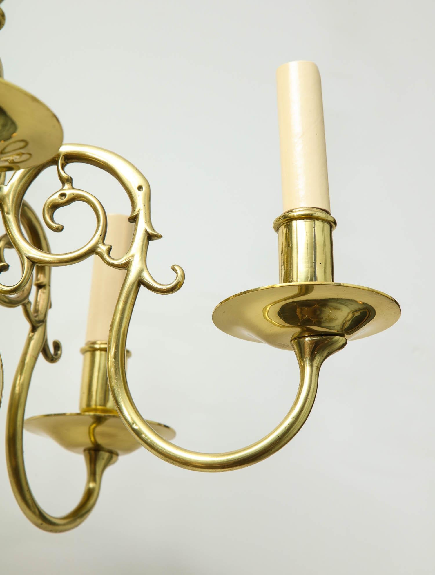 1930s Brass Chandelier For Sale 6