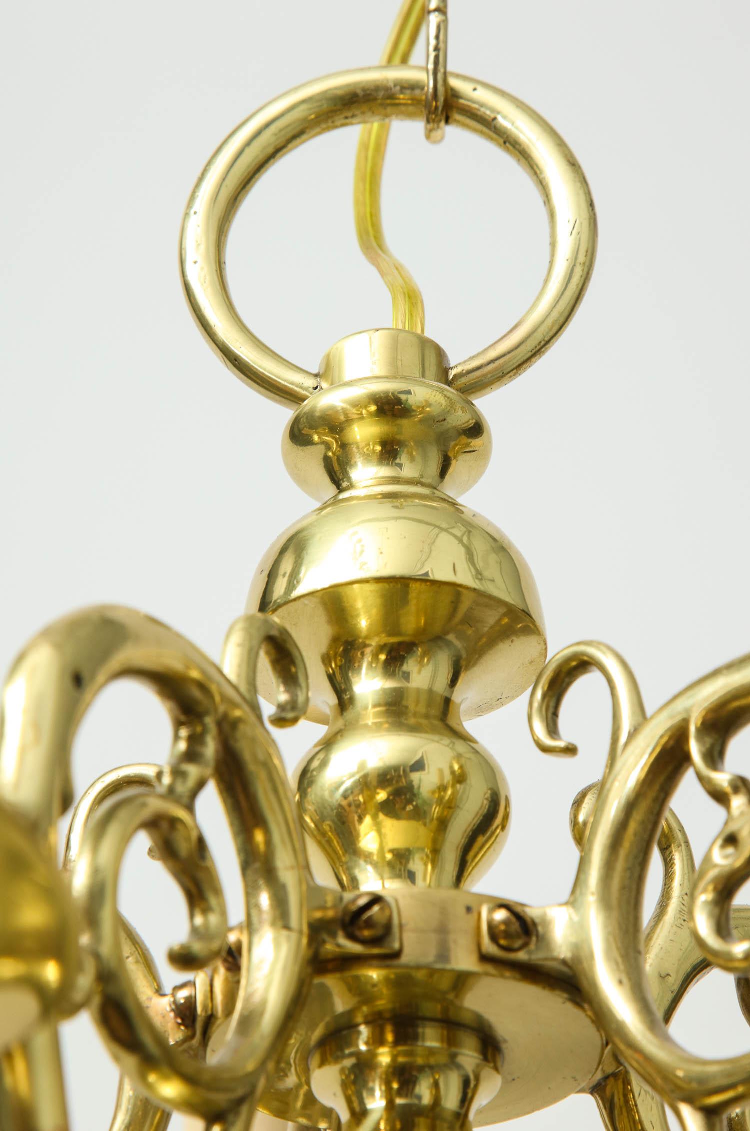 1930s Brass Chandelier For Sale 7